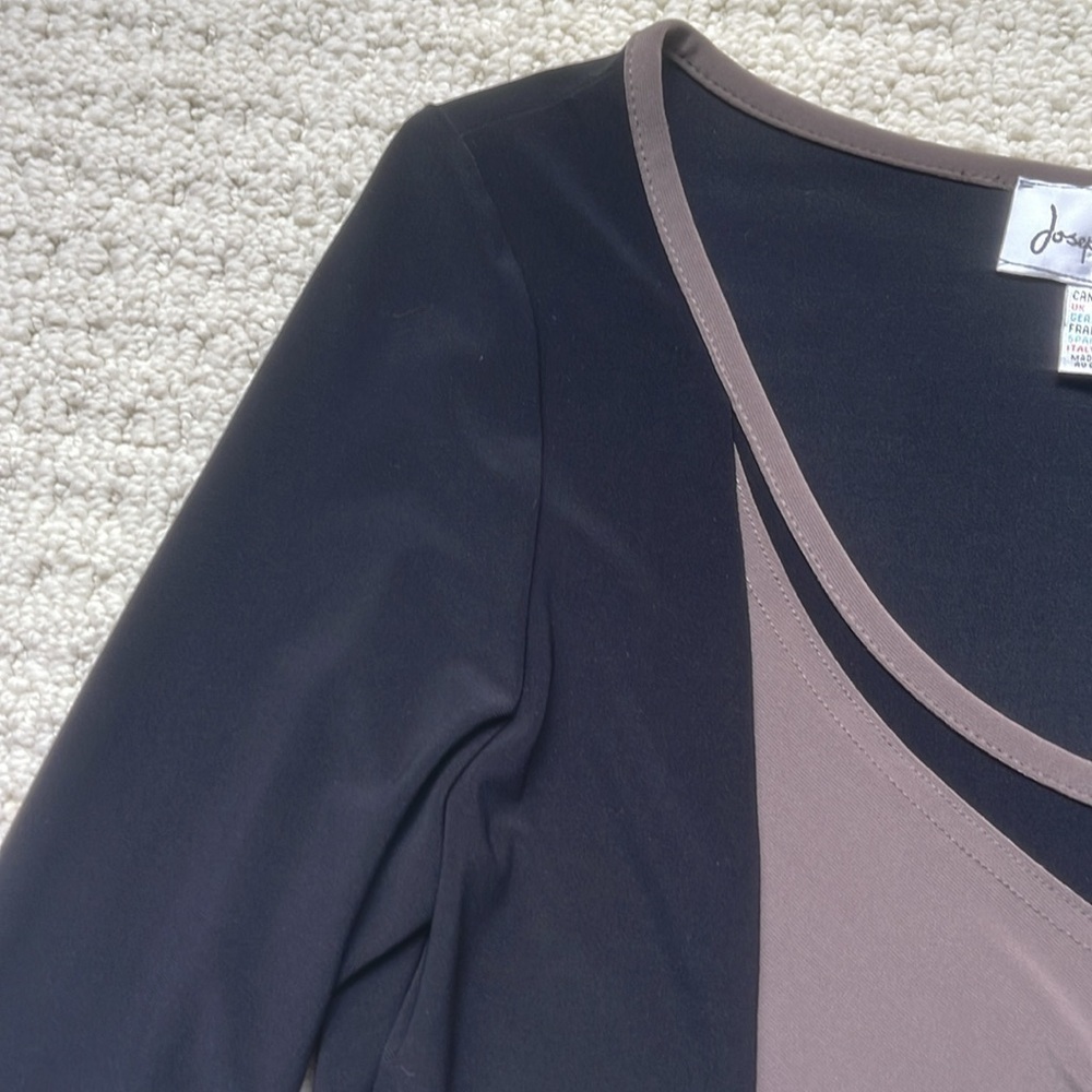 Joseph Ribkoff Black 3/4 Sleeve Zipper Panel Dress Size 8 - Picture 2 of 13